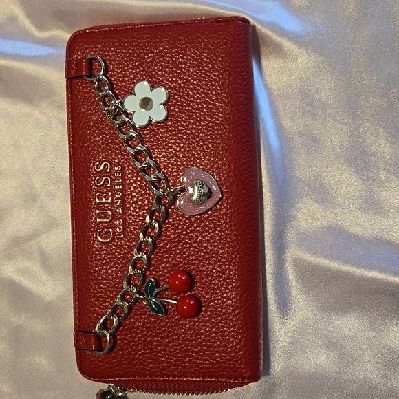 NWT Guess Lynne Charm Leather Satchel & Matching Wallet In Chili PRICE FIRM - Picture 2 of 5